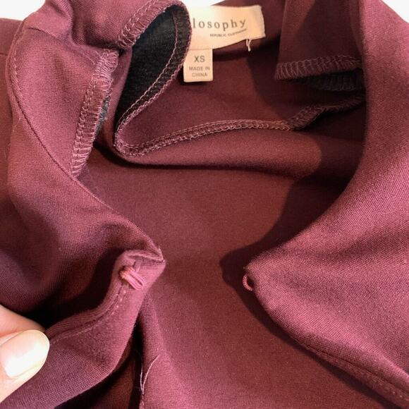 Philosophy Cardigan Womens XS Extra Small Raisin Cropped Stretch Shoulder Pads - Picture 9 of 11